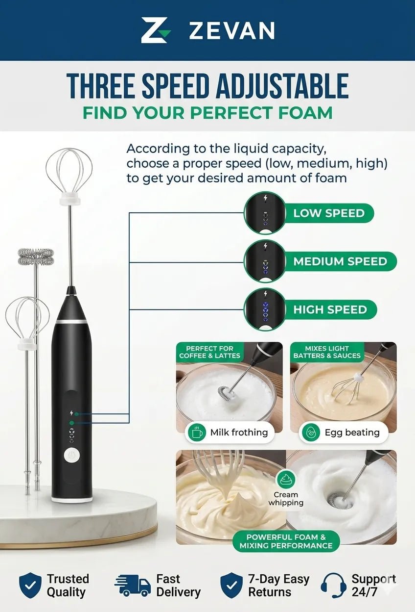 2-in-1 Rechargeable Coffee Beater & Electric Milk Frother - ZEVAN