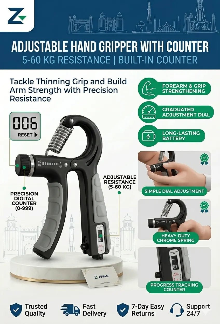 Adjustable Exerciser Hand Gripper With Counter - ZEVAN