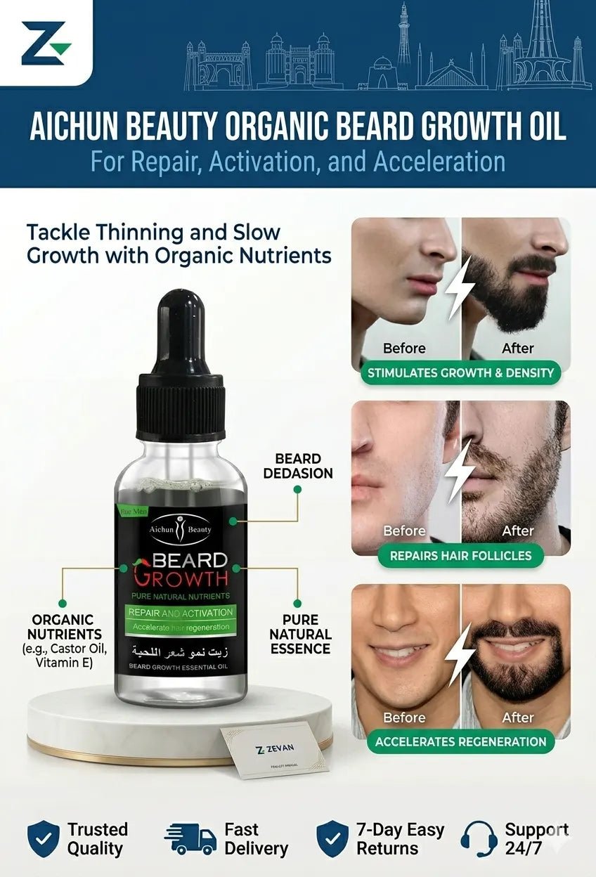 Aichun Beauty Organic Men Beard Growth Oil - ZEVAN