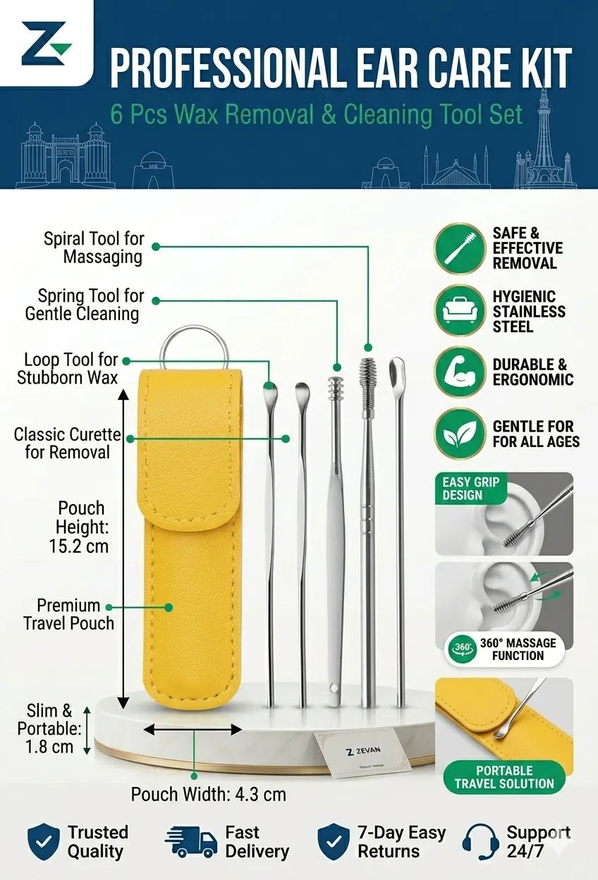 Ear Wax Cleaning Kit, 6 Pcs Wax Removal Kit, Ear Cleaning Tool Set - ZEVAN