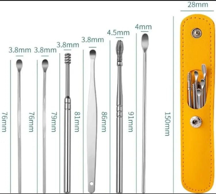 Ear Wax Cleaning Kit, 6 Pcs Wax Removal Kit, Ear Cleaning Tool Set - ZEVAN