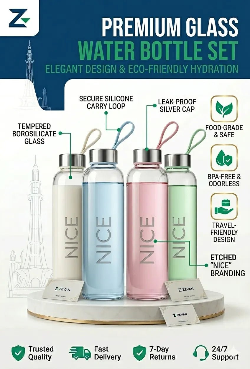 Premium Glass Water Bottle | 400ml - ZEVAN