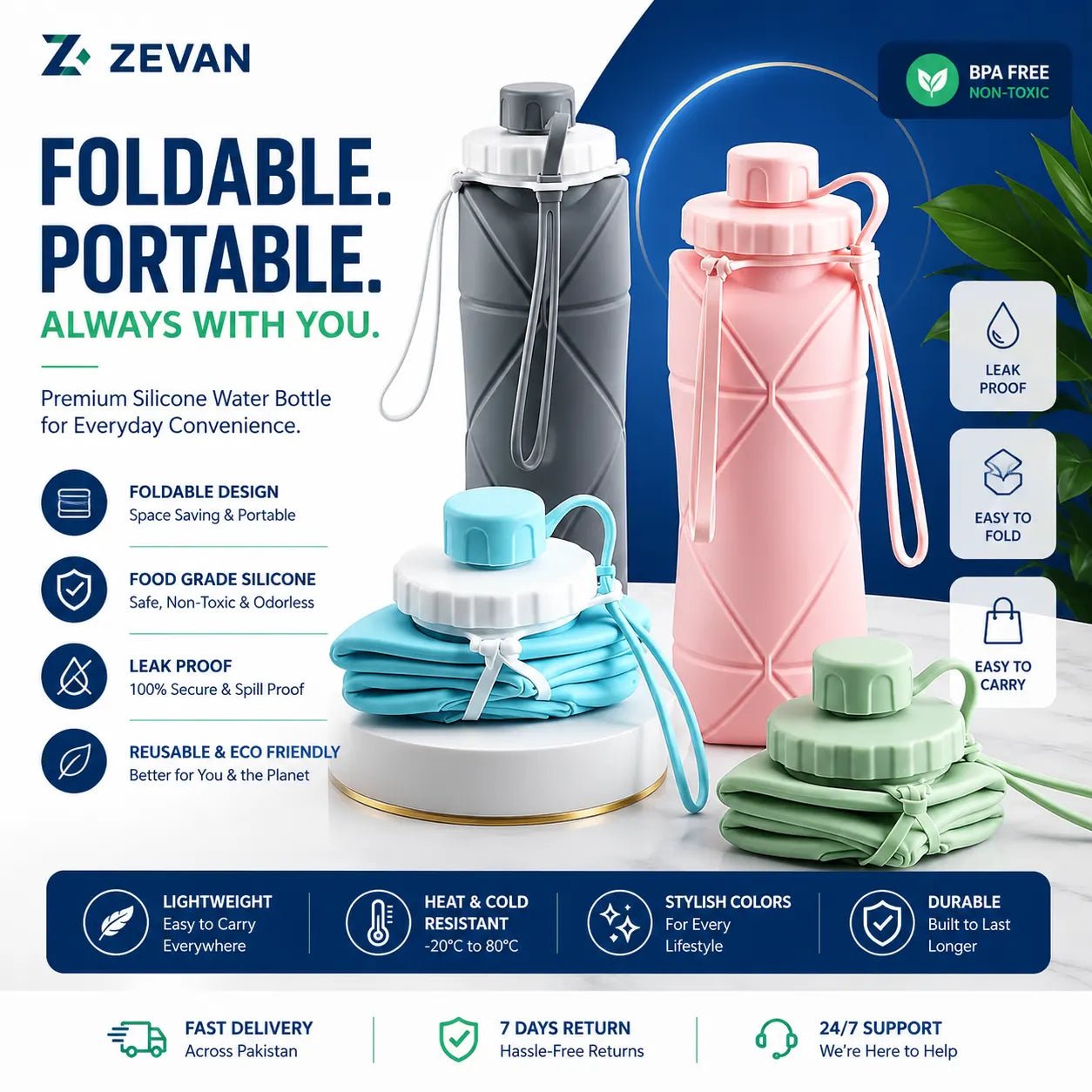 Silicon Foldable Bottle | 600ml - ZEVAN