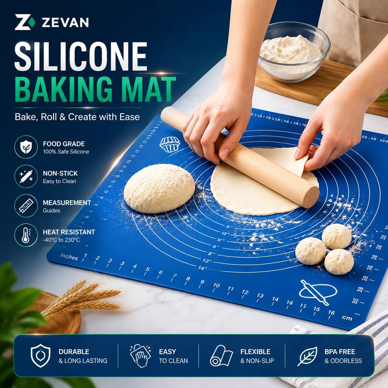 Silicone Roti Mat | Large Size 50x40cm Silicon Roti Mat For Kitchen - ZEVAN
